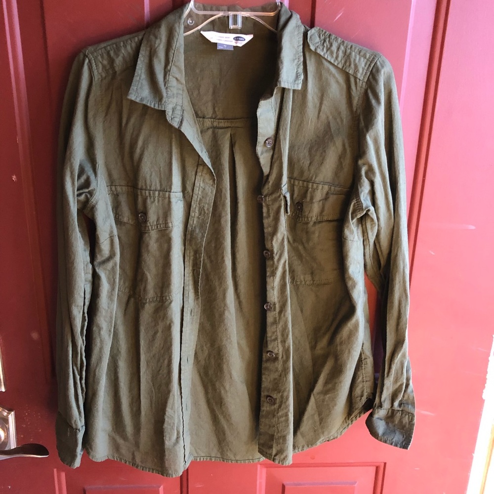 Camo Green Long Sleeve Button Up